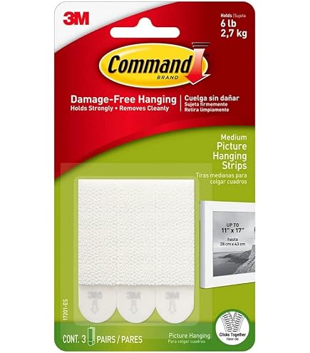 Command Klebestreifen Zum Aufhängen (4 Sets) – Nagelfrei, Für Bilder Bis 1,8 Kg, Rückstandslos Entfernbar