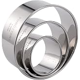 Cookie Cutter Set, 3 Pc Kit, Measuring 2'', 3'', and 4'', Round Metal Baking Rings for Pastry, Biscuits, and Dough Cutting, H