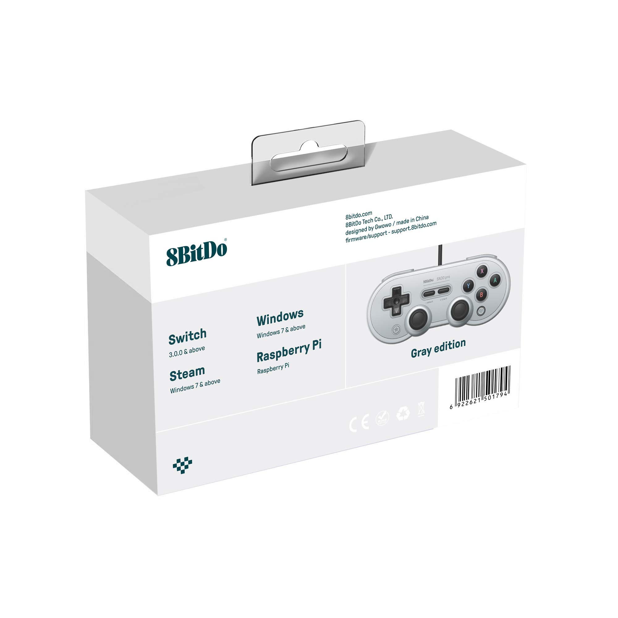 8Bitdo Sn30 Pro USB Wired Gamepad for Switch, Windows & Raspberry Pi(Gray Edition)
