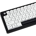 TIMSEKER 127 Keys Keycaps White Theme Minimalist Styles, PBT Keycaps Japanese, Cherry Keycaps Black and White Japanese Keycaps, Dye-Sub Custom Keycaps 60 Percent for Mechanical Keyboard