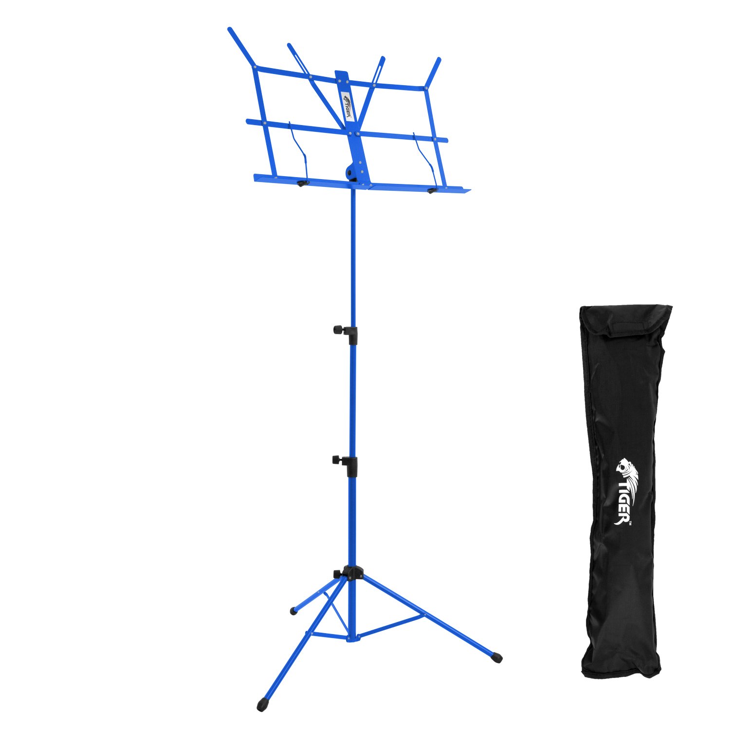 Tiger MUS56-BL Easy Folding and Portable Sheet Music Stand with Bag Included – Blue