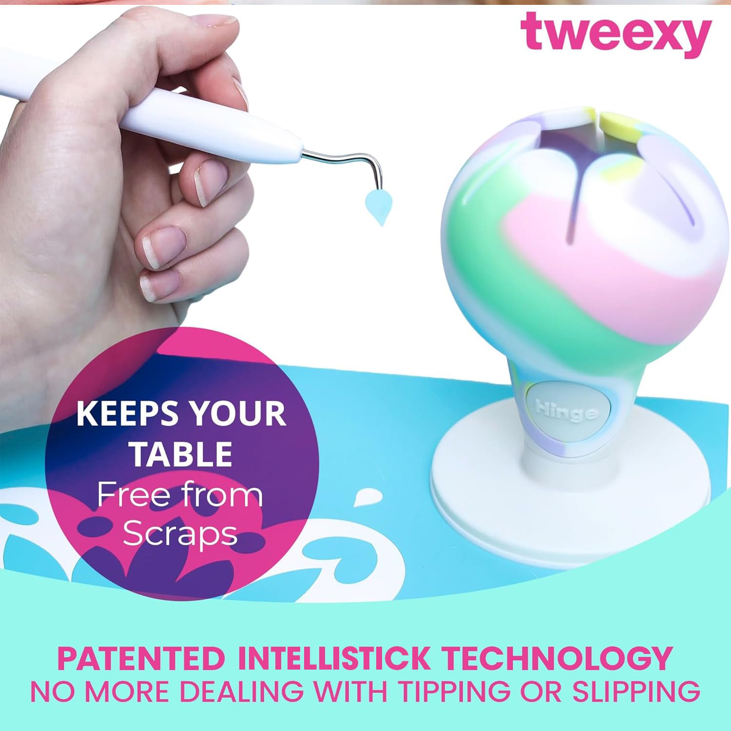 Tweexy Hinge Untippable Vinyl Weeding Scrap Collector | IntelliStick Anti-Spill Airlock Suction | HTV Crafting Adhesive Paper Sheet Holder | Tools for Vinyl (Large, Unicorn)