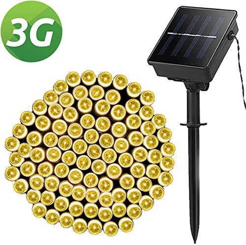 LELLEL 3rd Gen Super Bright Solar Outdoor LED String Lights, for Yard Patio Garden Tree Party Wedding Decoration, Warm White With 8 Working Modes
