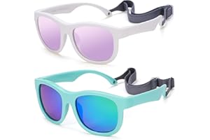 NULOOQ Flexible Polarized Baby Sunglasses with Adjustable Strap for Toddler Newborn Infant Age 0-24 Months