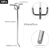 SENENQU 40PK 15cm Pegboard Hooks Heavy Duty Metal Silver Garage Kitchen Retail view 2