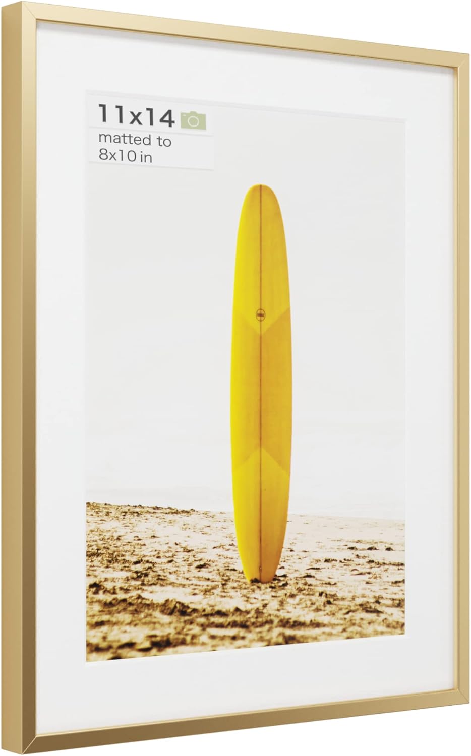 Photo Albums, Frames & Accessories - Homeforia - 11x14 inch Metal Picture Frame - 11 x 14 Aluminum Photo Frames - 8x10 Mat - Tempered Glass - Wall Hook Included - Set of 1 - Gold