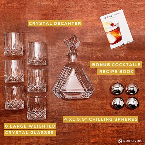 Nou Living Crystal Whiskey Decanter Set with 6 Glasses Premium