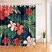 NYMB Tropical Plants Flowers in the Palm Trees Banana Leaves Shower Curtain, Mildew Resistant Waterproof Polyester Fabric Bathroom Decorations, Bath Curtains Hooks Included, 69X70 inches (Multi28)