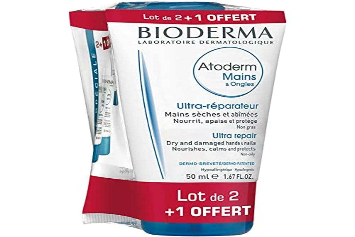 Bioderma Atoderm Hands & Nails Ultra-Repairing 3 x 50ml in which 1 Free