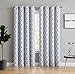 HLC.ME Lattice Print Decorative Blackout Thermal Insulated Privacy Room Darkening Grommet Long Window Drapes Curtain Panels for Bedroom and Office - Platinum White & Grey - 52 W x 96 L - Pair