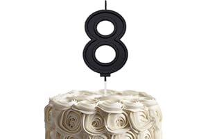 SACGUGUBER Black 8 Number Birthday Candle for Cake, 2.76 Inch Number Cake Candles for Wedding Anniversary Decoration Happy Birthday Party Celebration