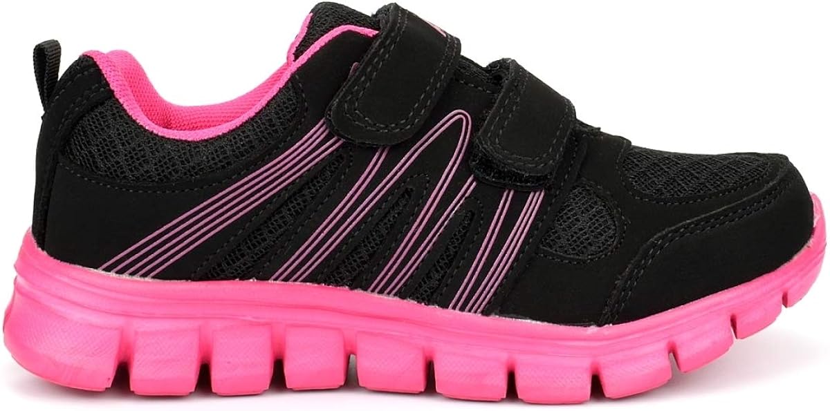 Dek Girls Touch Fastening Super Lightweight Jogger Trainers Black/Fuchsia 9 UK Child, Black Fuchsia