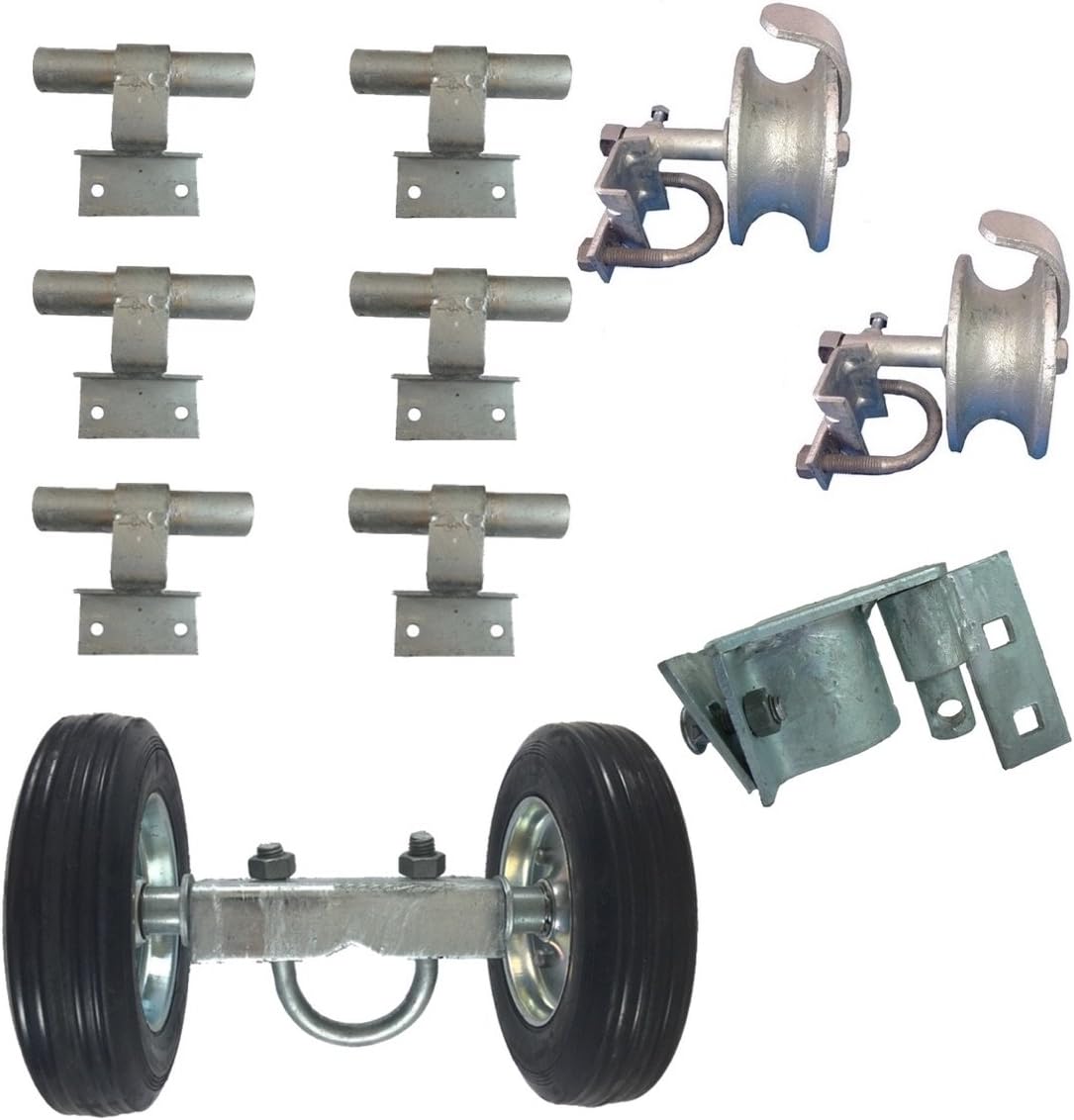 Amazon Com 6 Chain Link Wall Mounted Rolling Gate Hardware Kit Chain Link Fence Gate Parts 6 Rut Runner 2 Track Wheels 6 Wall Mounted Track Brackets 1 Rolo Latch Garden Outdoor