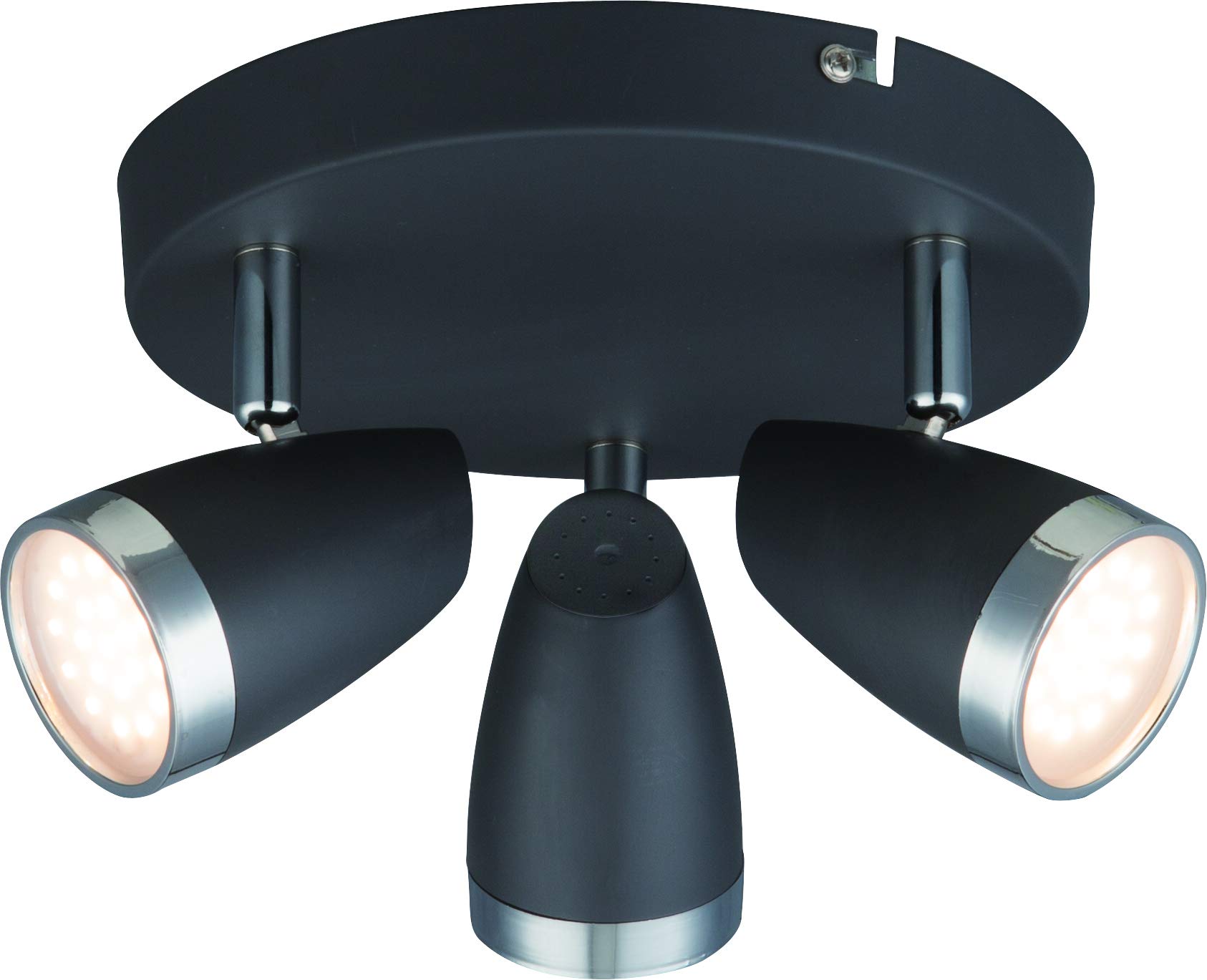 DM Leuchten Round LED Ceiling Light Pivoting 3 Bulbs Including 3x 4 Watt Bulbs Warm White LED Spotlight Anthracite