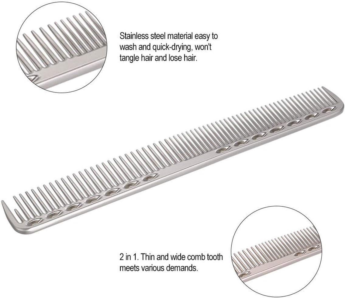 SOONHUA Professional Hair Comb, Steel Space Aluminum Metal Hair Cutting Comb - Image 3