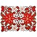 Simhomsen Embroidered Christmas Holidays Red Poinsettia Placemat 12 × 18 Inch Set of 6