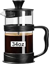 Paracity 1000ml French Press Coffee Maker Black 4 Cup with 3 Filters view 1
