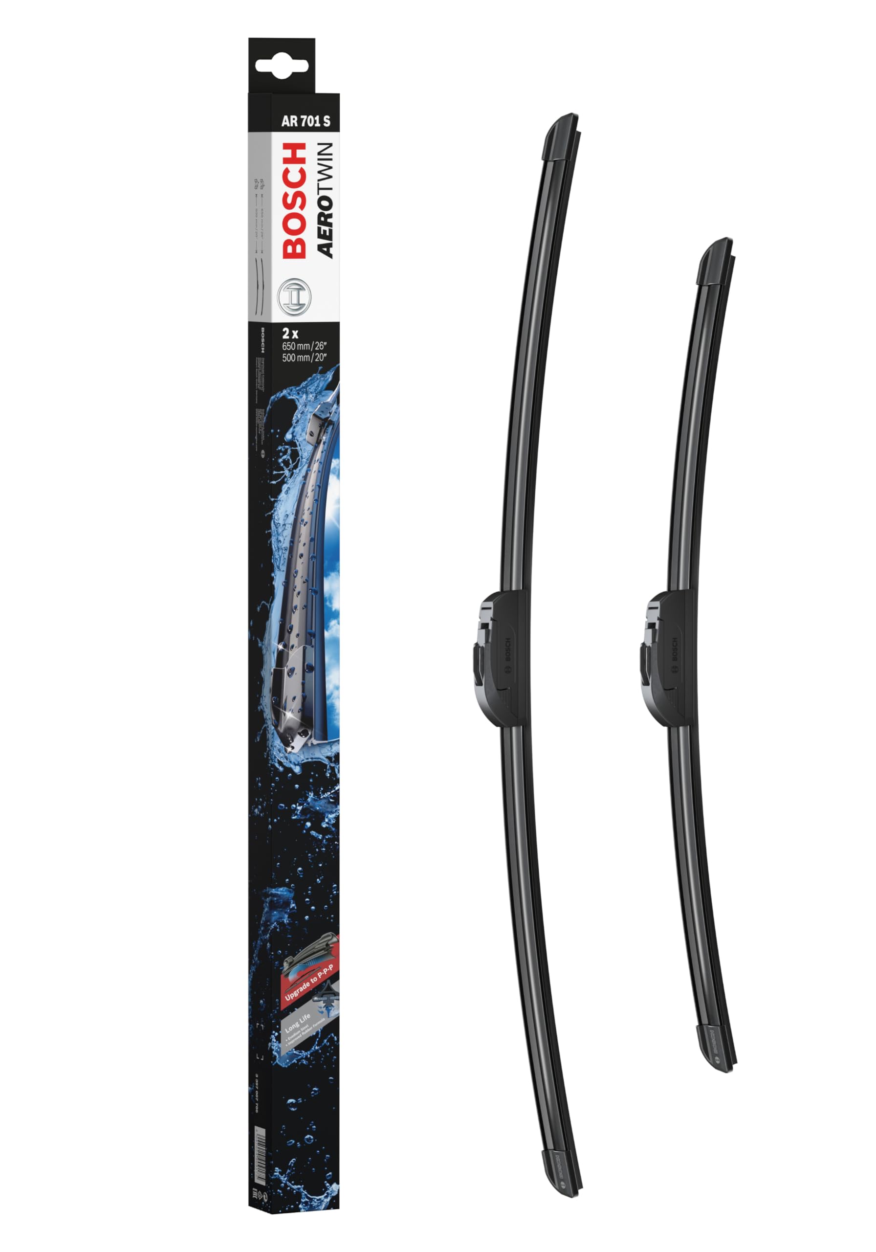Bosch Wiper Blade Aerotwin AR701S, Length: 650mm/500mm – Set of Front Wiper Blades - Only for Left-Hand Drive (EU)