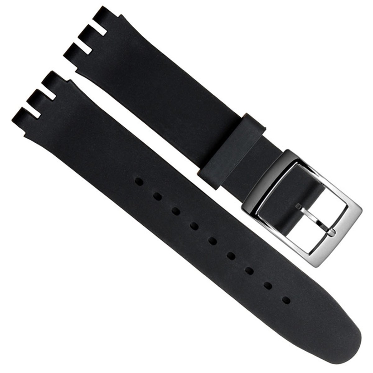 Replacement Waterproof Silicone Rubber Watch Strap Watchband (17mm, Black)