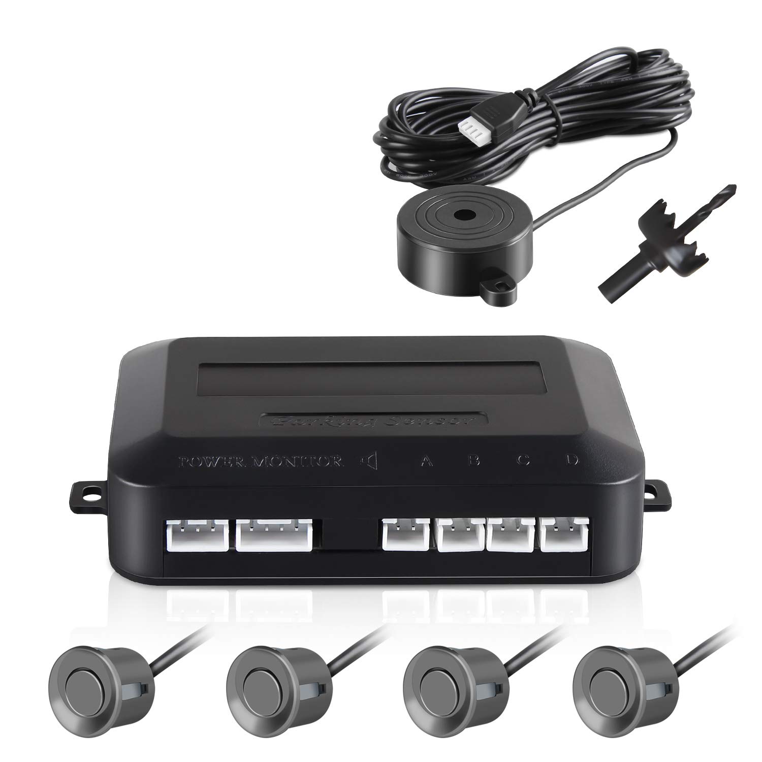 Parking Sensor Aolead Car Reversing Sensors Backup Radar System Buzzer Alarm with 4 Back Sensors - Grey