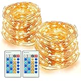 TaoTronics LED String Lights 66ft 200 LEDs Dimmable Festival Decorative Lights for Seasonal Holiday, Complete Waterproof, UL Listed(Copper Wire Lights, Warm White)-2 Pack