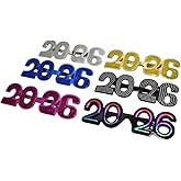 SWYOUN 2026 Plastic Glasses Happy New Year's Eve Glasses Graduation 2026 Class Of 2026 Party Photo Prop Supplies(Pack Of 6)