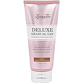 Loving Tan Deluxe Gradual Tan Lotion, Dark- Natural Looking Self Tanner, Professional Strength Sunless Tanner, 7+ Self Tanning Applications per Bottle- Cruelty Free, Naturally Derived DHA- 5.07 Fl Oz