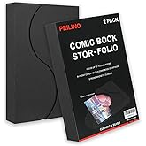 2-Pack Black Comic Book Stor-Folio - Storage Box for Current and Silver Age Comics, Portable Folio With Strong Magnetic Closure, Ideal for Conventions