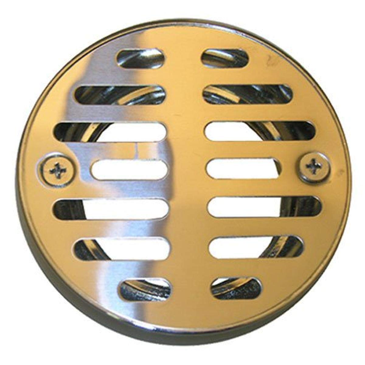 Photo 1 of LASCO 03-1243 3-1/4-Inch with 2 Screws Shower Drain Grate, Chrome Plated