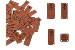 80pcs Handmade Labels for Crochet Items Personalized PU Hat Tags Embossed Crochet Tags with Holes Cute Patterns for Beanies C