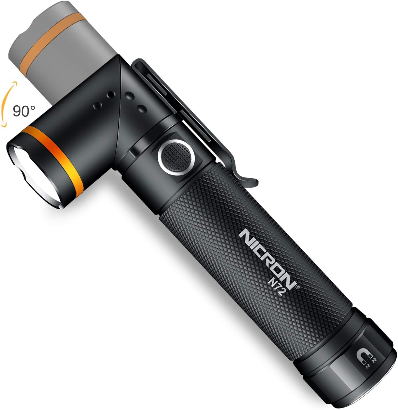 Flashlight, NICRON N72 800 Lumens Tactical Flashlight, 90 Degree Flashlight IPX4 Waterproof Led Flashlight 4 Modes- Best High Lumens Are For Camping, Outdoor, Maintain (18650/AAA Not included) - - 
