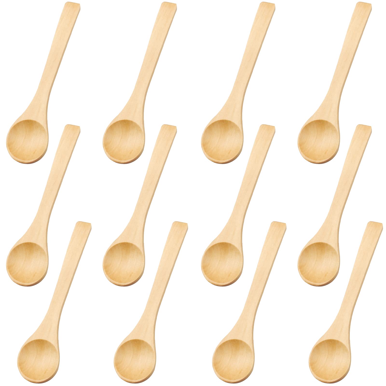 oupados Pack of 12 Small Wooden Spoons Wood Honey Teaspoon Wooden Kitchen Spoons for Spice Condiments, Coffee Tea Sugar Salt Jam Dessert Ice Cream Spoons, 13x3CM