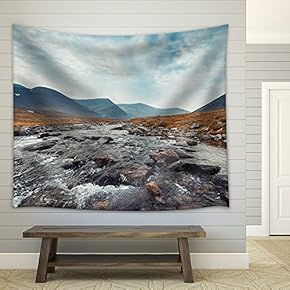 Flowing Water in Mountain - Fabric Wall Tapestry Home Decor - 51x60 inches