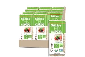 Suzie's Organic Rice Cakes Thins|12 Pack|Corn Quinoa & Sesame|USDA Organic, NON-GMO, Fat-Free, Sugar-Free, Gluten-Free|Low-Calorie Snack-16 Calories Per Slice|Bread & Cracker Replacement