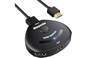 ELEPODE HDMI Splitter 3 in 1 Out 4K@60Hz Switch, Selector Switcher with Integrated Cable, Supports Ultra HD 4K, 1080P, 3D Video, HDMI Hub Compatible with Fire Stick