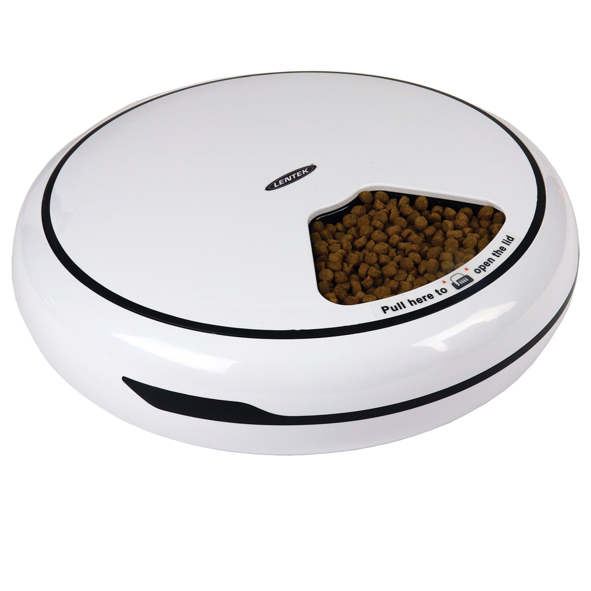 Lentek Automatic Pet Feeder Wet Dry Food Dispenser 5 Bowl Automatic Dog/Cat Feeders Dish 5 Meals 441g Portion Each with Timer Speaker Recorder Voice Message Cats Dogs Rabbits Other Pets (White)