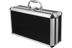 ERINGOGO Aluminum Attache Case - 12inch Lock Metal Briefcase with Ripple Foam, Hard Aluminum Carrying Case for Men, Universal Portable Tool Case for Laptop/Luggage/Instrument Black