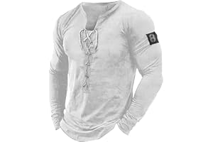 xoxingysm Mens Casual Henley Shirts Short Sleeve Lace Up V-Neck Solid Retro T Shirts Western Street Style Summer Tee Shirts