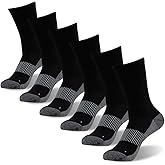 FOOTPLUS Hiking Copper Compression Socks,Unisex Cushioned Sole Arch Support Athletic Crew Running Socks