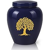Keepsake Urns for Adult Male or Female, Medium & Small Sized Urns for Human Ashes, Ceramic Decorative Urns with Tree of Life, Pet Urn for Cats and Small Dogs