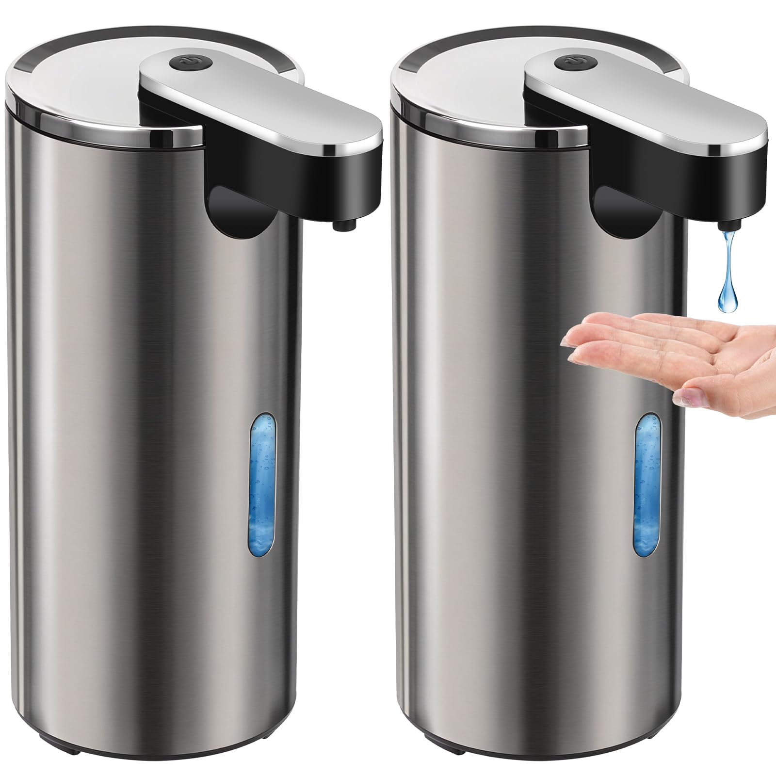 Photo 1 of 2 Pack Automatic Soap Dispenser Touchless, 13.5oz/400ml Stainless Steel Electric Sensor Pump with 3 Adjustable Volume, Clog-Free, Water-Resistant for Kitchen, Bathroom, Hotel, and School