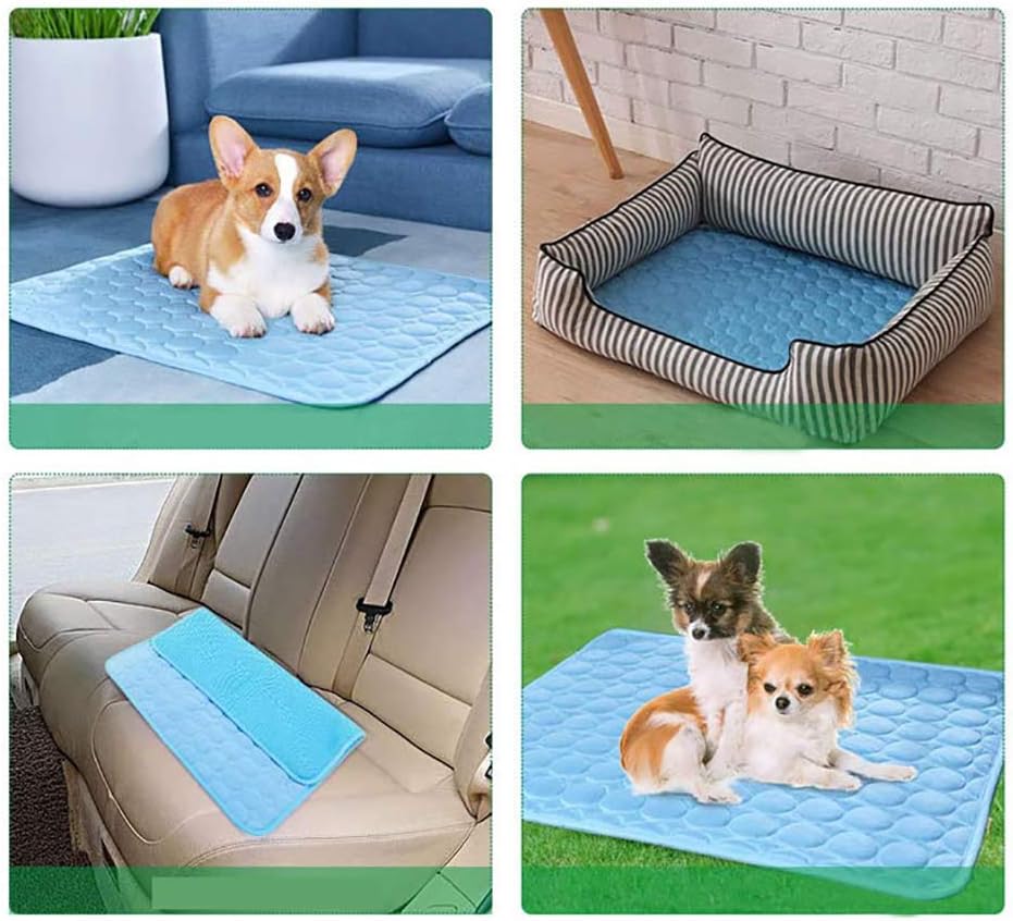 Jorisa Pet Cooling Mat,Dog Cat Summer Cooling Pad Cushion Ice Silk Self Cooling Blanket Sleeping Bed Mat Heat Relief Mattress for Pet Dog Cat Puppy(L:70x55cm,Gray) - Image 5