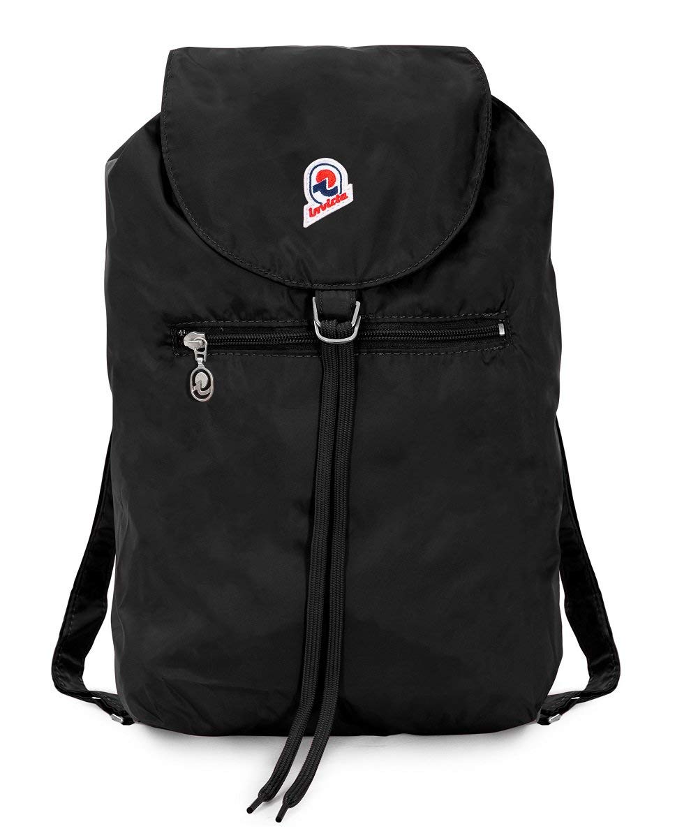 Invicta Backpack, VINTAGE GLOSSY, Minisac Drawstring Backpack, Casual Daypack, Unisex, One Size 8 LT, For Day Trips & Free Time, with Hip-Belt, packable, Italian Design, bicolor black,