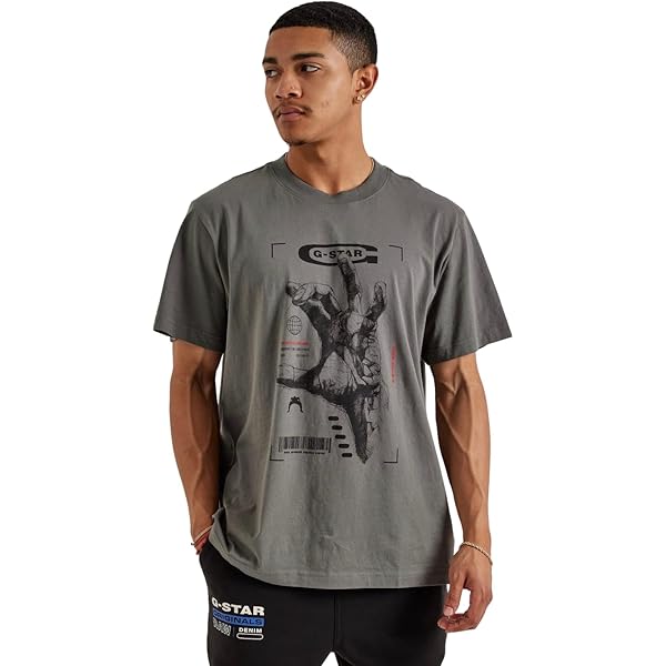 T-shirt Homme G-STAR RAW Button Illustration R T - Coupe Confortable - Basique Intemporel - Blanc Ou Noir