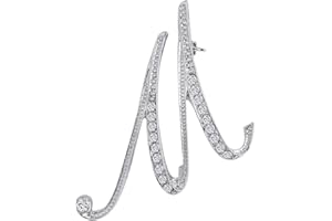 LiaSun A-Z 26 Letters Pins Brooches Silver Plated Metal Broaches Pins-Clear Crystal Initial Breastpin
