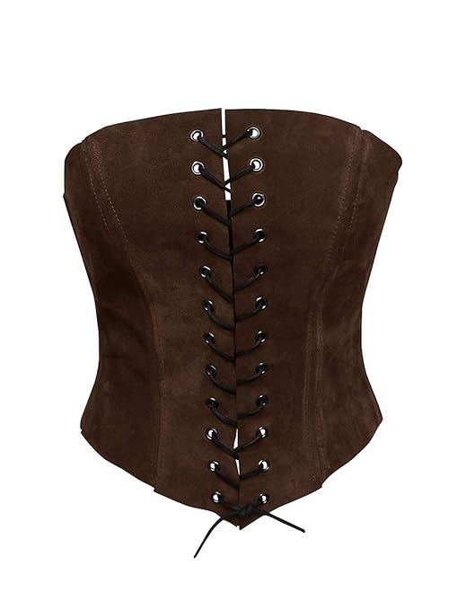 Andracor - Schlichtes Wildleder Mieder - Vollbrust Corsage -Naturbraun/Schwarz/Rot/Grün - XS bis XXL - für LARP, Mittelalter,