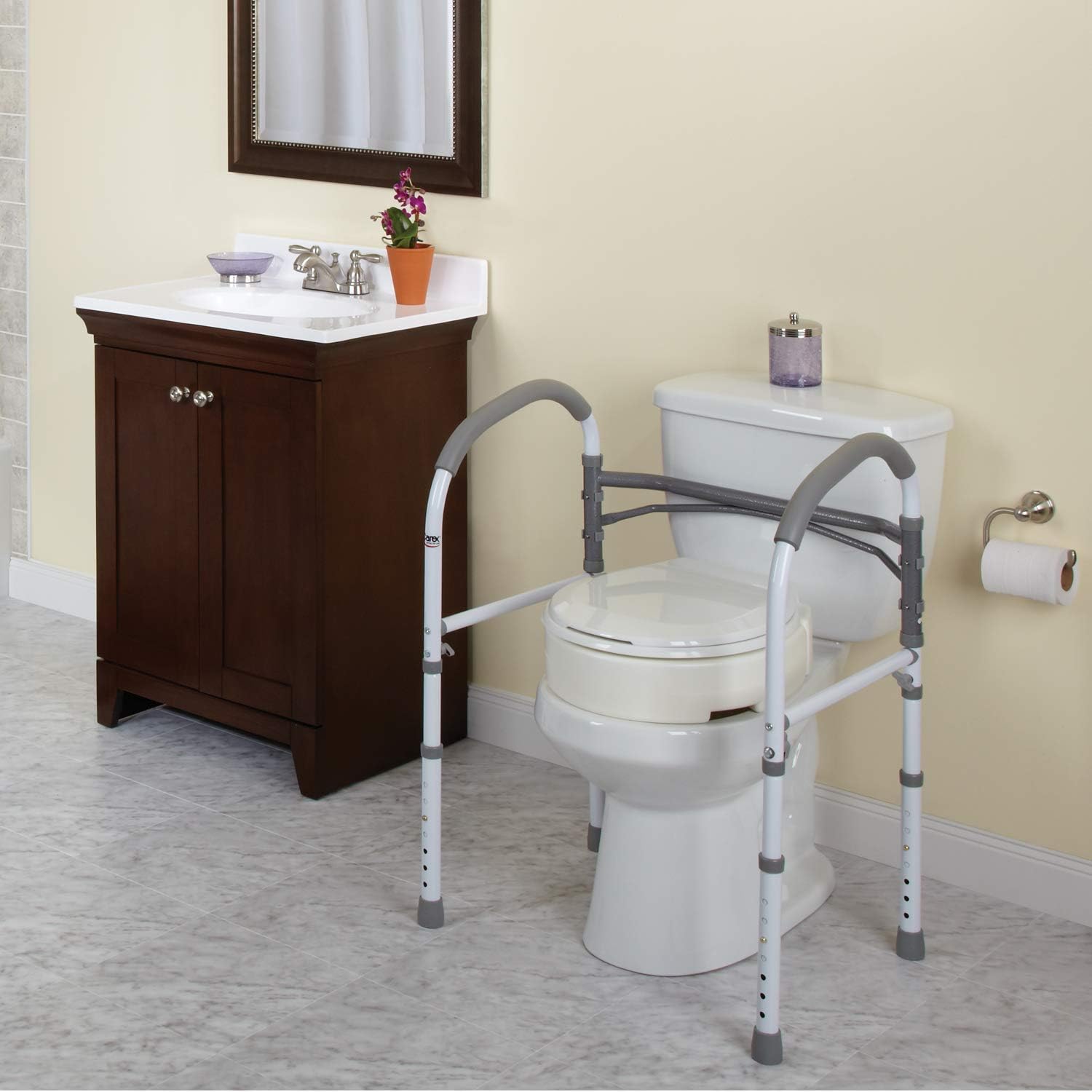Carex Toilet Safety Rails - Toilet Handles for Elderly and Handicap - Home Health Care Equipment Toilet Safety Frame: Health & Personal Care