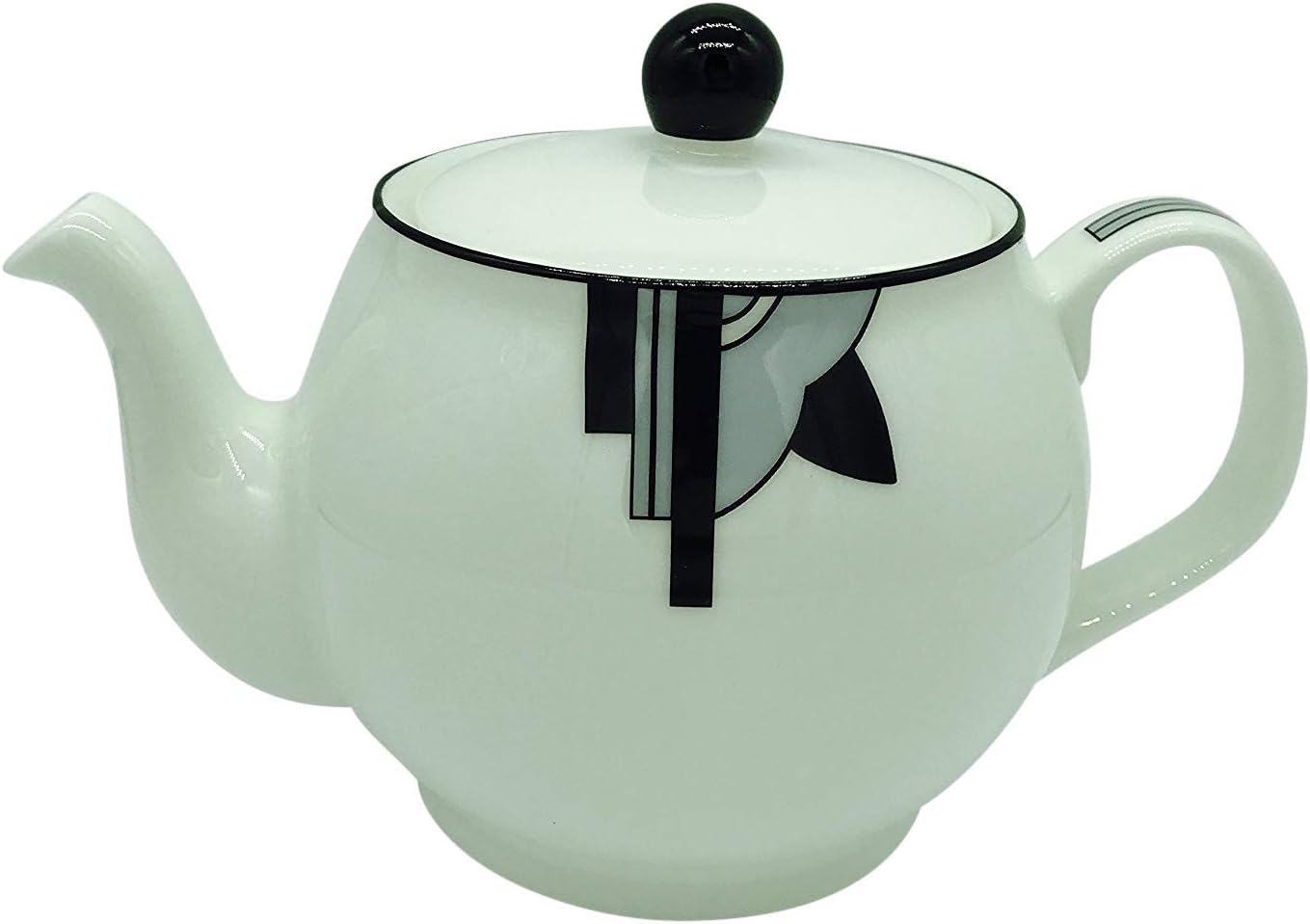 Stylish"Ritzy" Art Deco Fine Bone China 2 Cup Teapot (Grey)