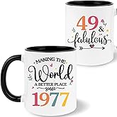 YSHMKB 1977 49th Birthday Coffee Mug, 49 year old Birthday Gift Ideas for Women Her, Black White 11oz