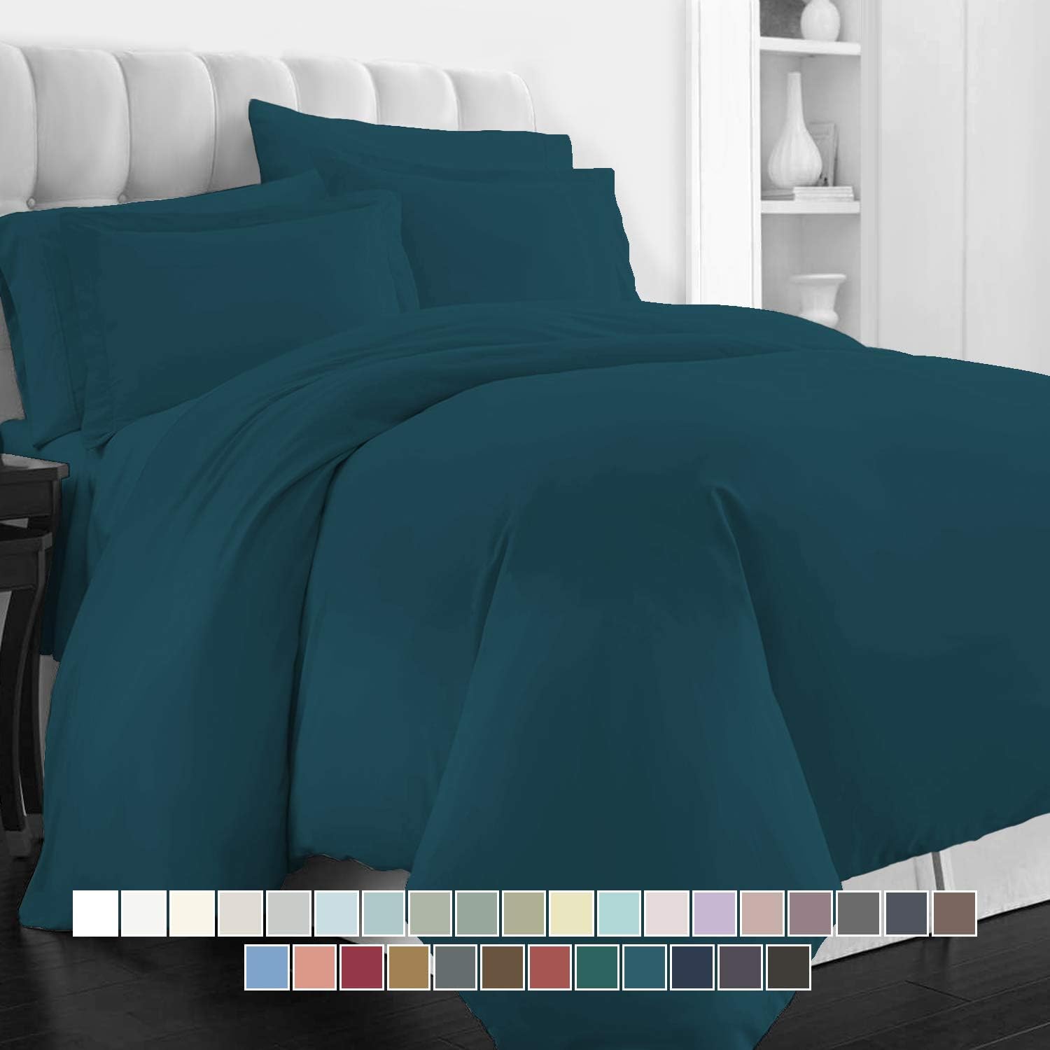 Pizuna 400 Thread Count Cotton Duvet Cover Set Queen, 100